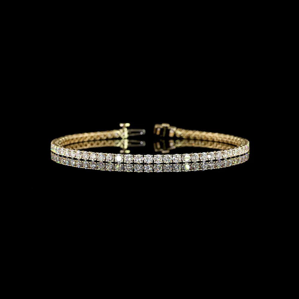 14K Yellow Gold 7-Inch Tennis Bracelet with 65 Round Brilliant Cut Lab Diamonds - 4.00 Carats Total Diamond Weight - Covaloro Fine Jewelry