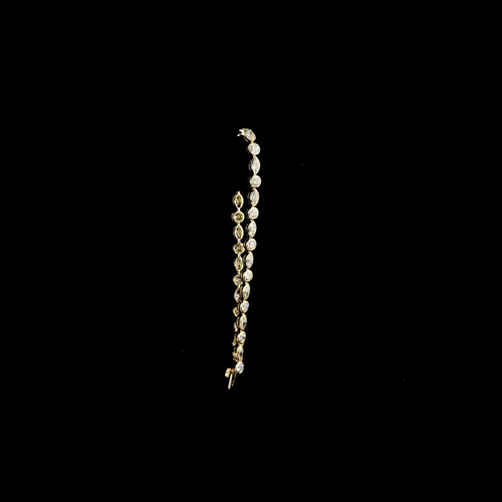 14K Yellow Gold 7-Inch Tennis Bracelet with Alternating Round and East-West Marquise Bezel Set Lab Diamonds - 4.02 Carat Total Weight - Covaloro Fine Jewelry - Image 3
