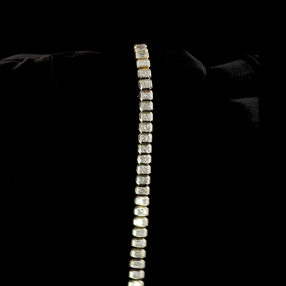 14K Yellow Gold 7-Inch Tennis Bracelet with Bezel-Set Radiant Cut Lab Diamonds - 11.00 Carat Total Weight - Covaloro Fine Jewelry - Image 4