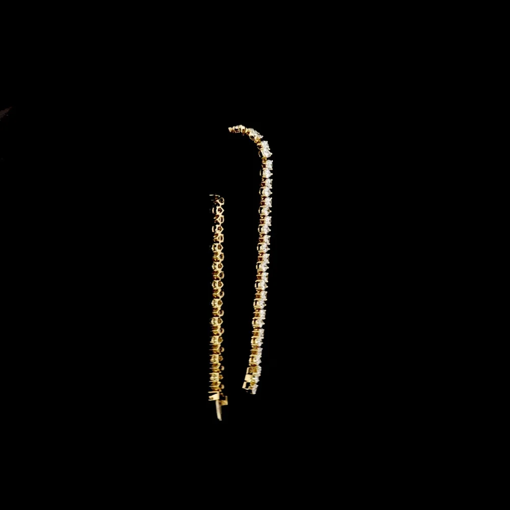 14K Yellow Gold 7-Inch Tennis Bracelet with North-South Prong Set Pear Cut Lab Diamonds - 10.04 Carat Total Diamond Weight (E-F VS1) - Covaloro Fine Jewelry - Image 3