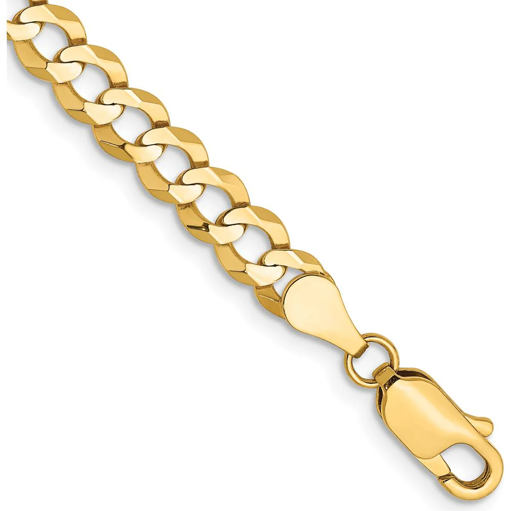 14K Yellow Gold 7" Lightweight Flat Cuban Link Bracelet with Lobster Clasp by Oro Pregiato
