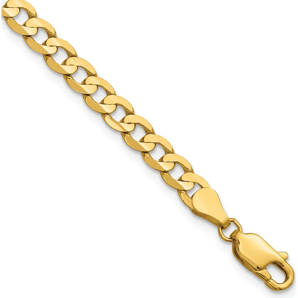 14K Yellow Gold 7" Open Concave Curb Bracelet - 4.5mm Width by Oro Pregiato