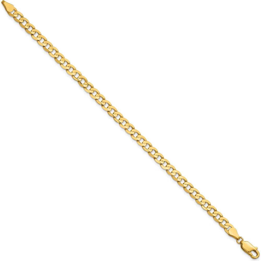 14K Yellow Gold 7" Open Concave Curb Bracelet - 4.5mm Width by Oro Pregiato - Image 2