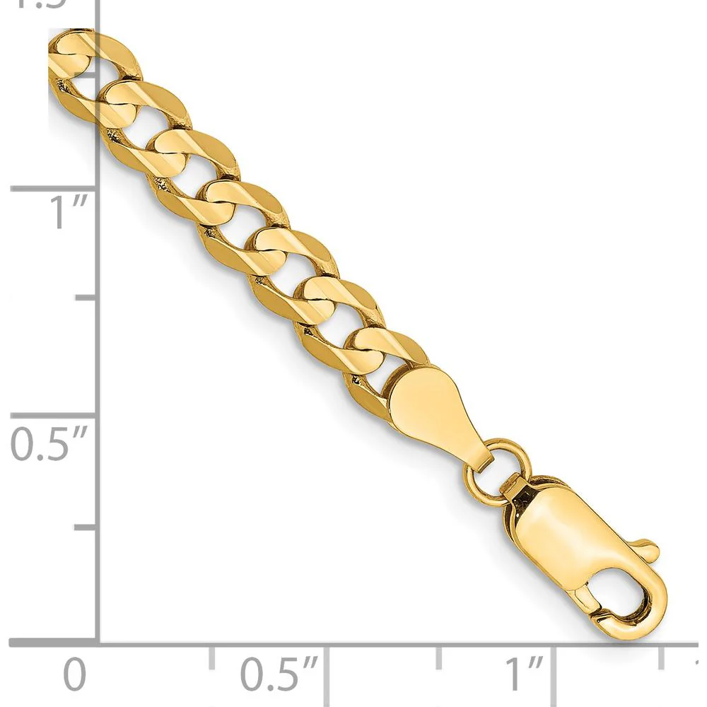 14K Yellow Gold 7" Open Concave Curb Bracelet - 4.5mm Width by Oro Pregiato - Image 3