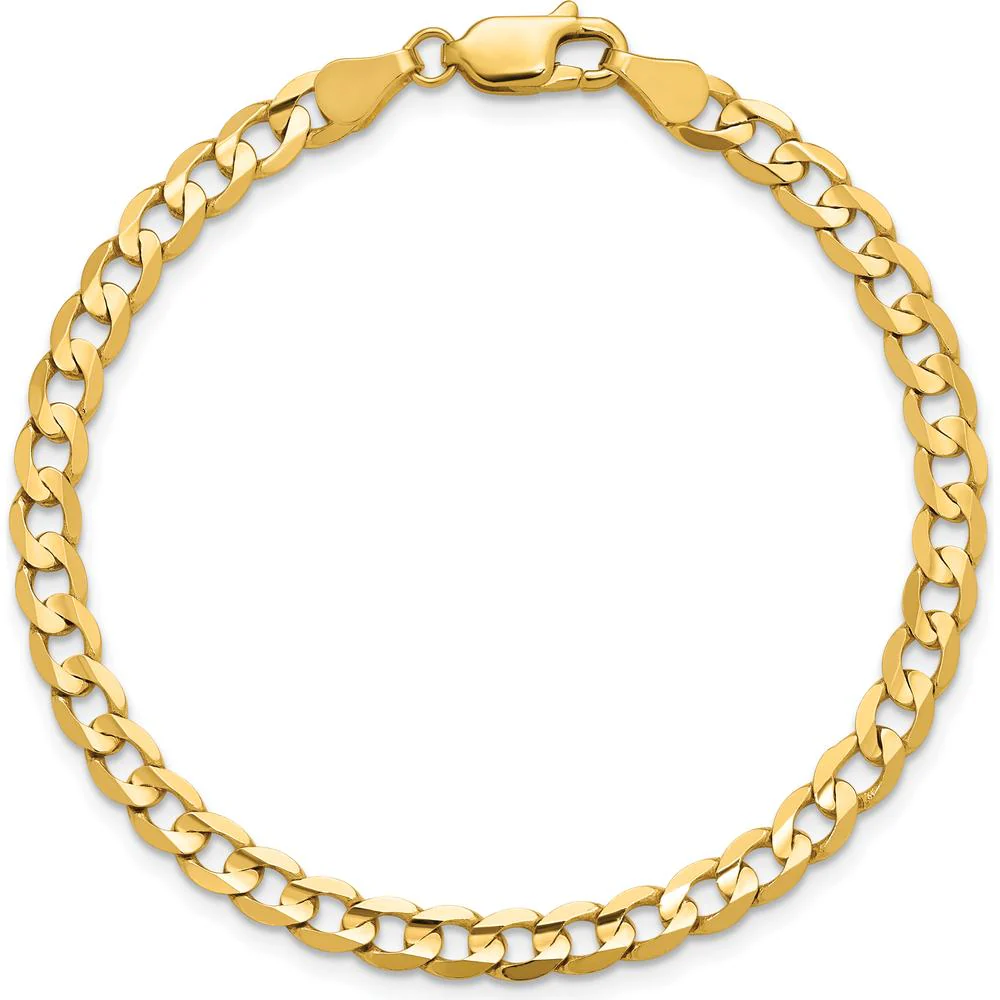 14K Yellow Gold 7" Open Concave Curb Bracelet - 4.5mm Width by Oro Pregiato - Image 5
