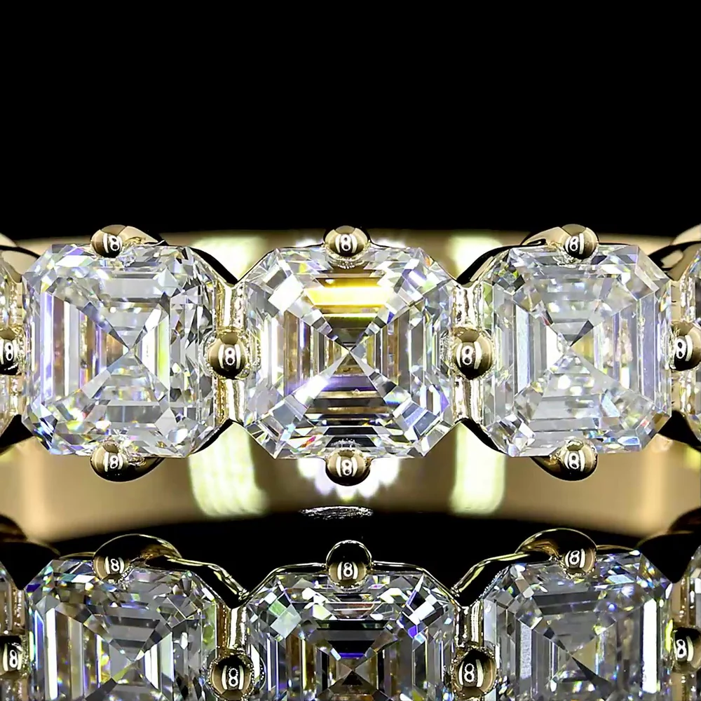 14K Yellow Gold 7-Stone Eternity Band with Asscher Cut Lab Diamonds - 2.19 Carat Total Weight, E-F Color VS Clarity - Covaloro Fine Jewelry - Image 2