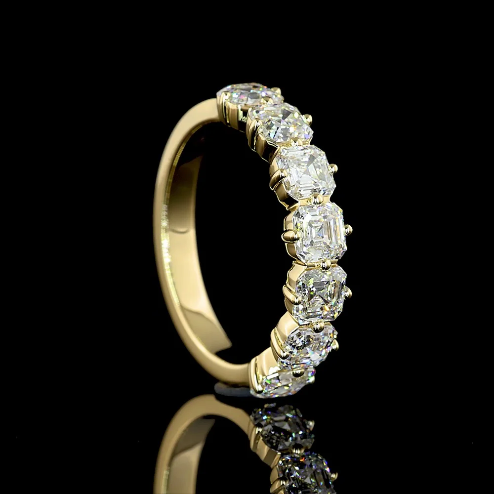 14K Yellow Gold 7-Stone Eternity Band with Asscher Cut Lab Diamonds - 2.19 Carat Total Weight, E-F Color VS Clarity - Covaloro Fine Jewelry - Image 3