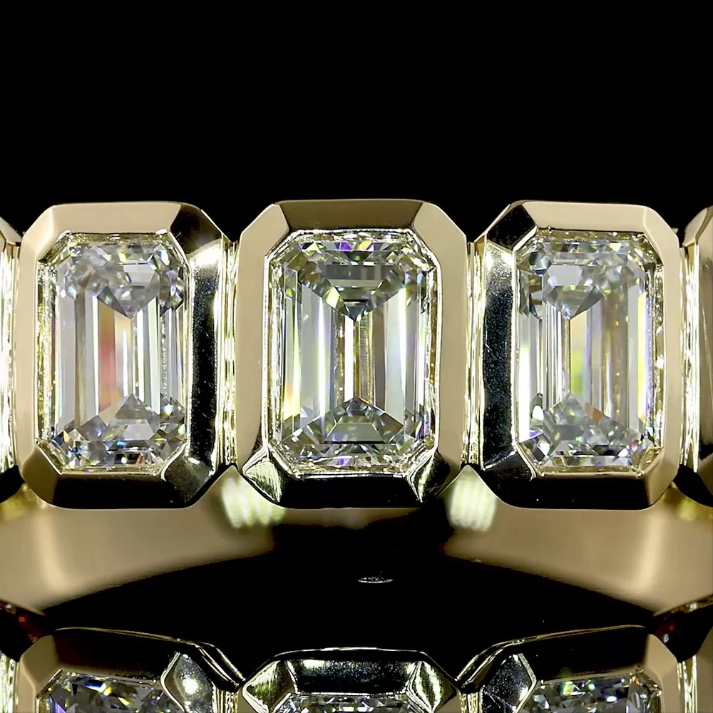 14K Yellow Gold 7-Stone Eternity Band with Bezel Set Emerald Cut Natural Diamonds - 2.11 Carat Total Diamond Weight - Covaloro Fine Jewelry - Image 2