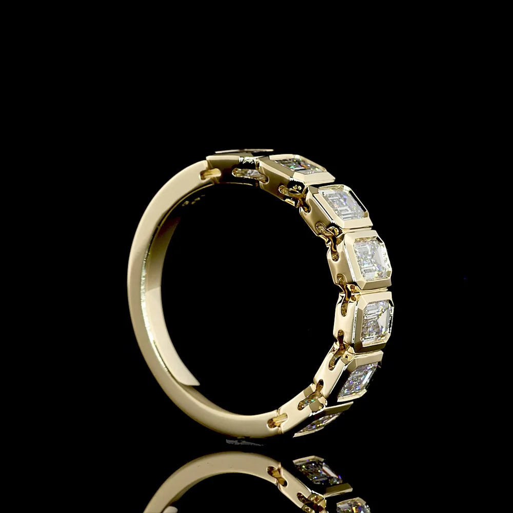 14K Yellow Gold 7-Stone Eternity Band with Bezel Set Emerald Cut Natural Diamonds - 2.11 Carat Total Diamond Weight - Covaloro Fine Jewelry - Image 3