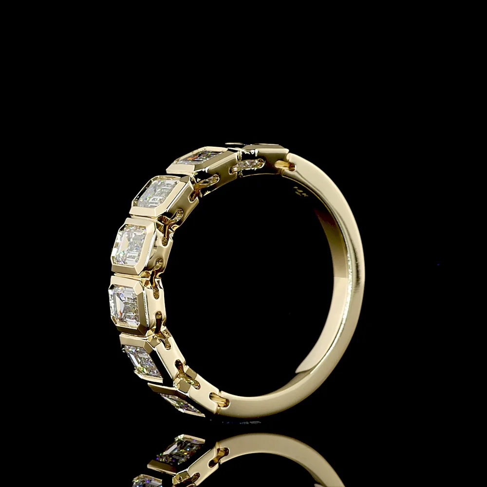 14K Yellow Gold 7-Stone Eternity Band with Bezel Set Emerald Cut Natural Diamonds - 2.11 Carat Total Diamond Weight - Covaloro Fine Jewelry - Image 4