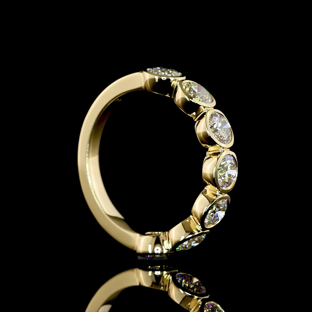 14K Yellow Gold 7-Stone Eternity Band with Bezel Set Round Lab Diamonds - 2.00 Carat Total Diamond Weight - Covaloro Fine Jewelry - Image 3