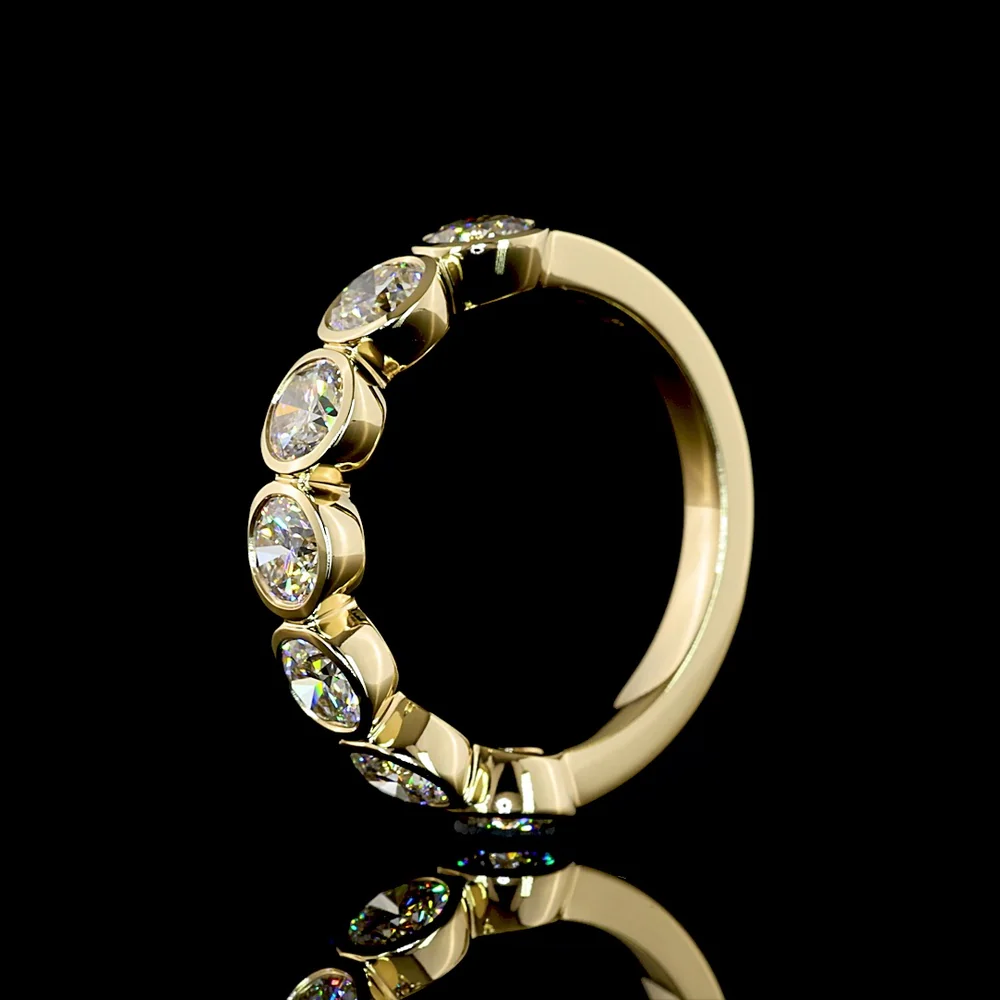 14K Yellow Gold 7-Stone Eternity Band with Bezel Set Round Lab Diamonds - 2.00 Carat Total Diamond Weight - Covaloro Fine Jewelry - Image 4