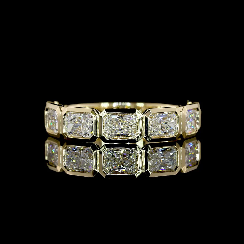 14K Yellow Gold 7-Stone Eternity Band with East-West Bezel Set Radiant Cut Natural Diamonds - 2.05 Carat Total Weight - Covaloro Fine Jewelry