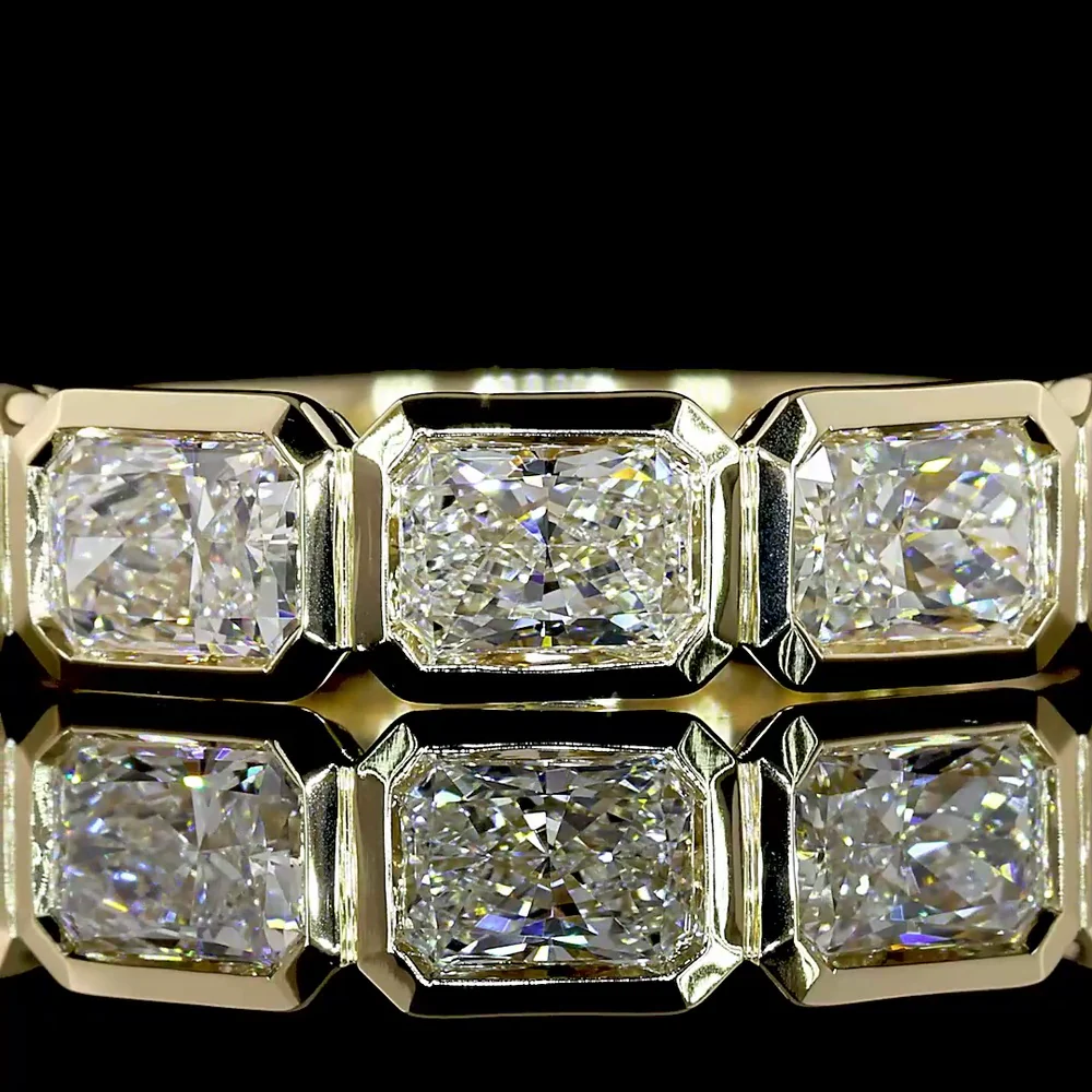 14K Yellow Gold 7-Stone Eternity Band with East-West Bezel Set Radiant Cut Natural Diamonds - 2.05 Carat Total Weight - Covaloro Fine Jewelry - Image 2