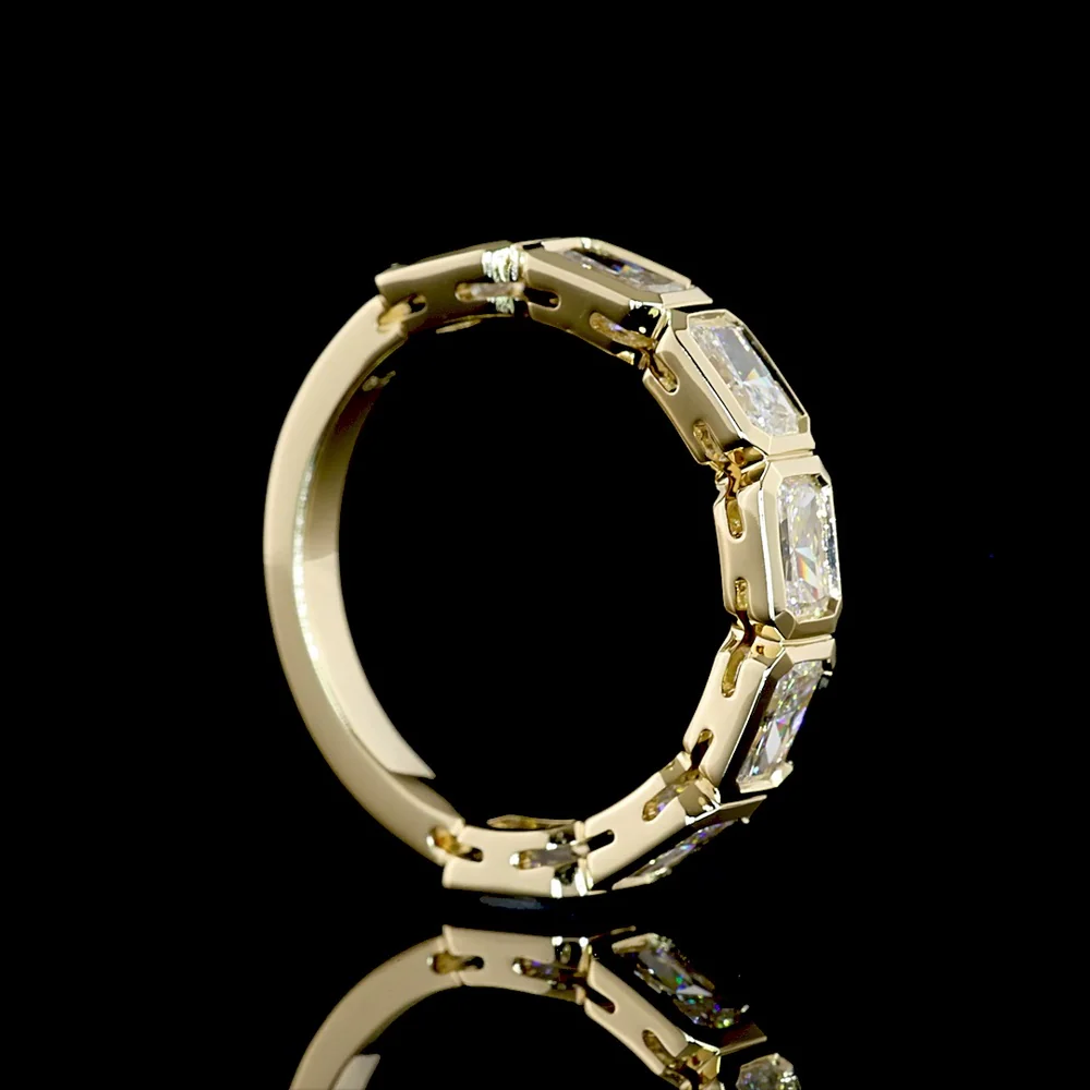 14K Yellow Gold 7-Stone Eternity Band with East-West Bezel Set Radiant Cut Natural Diamonds - 2.05 Carat Total Weight - Covaloro Fine Jewelry - Image 3