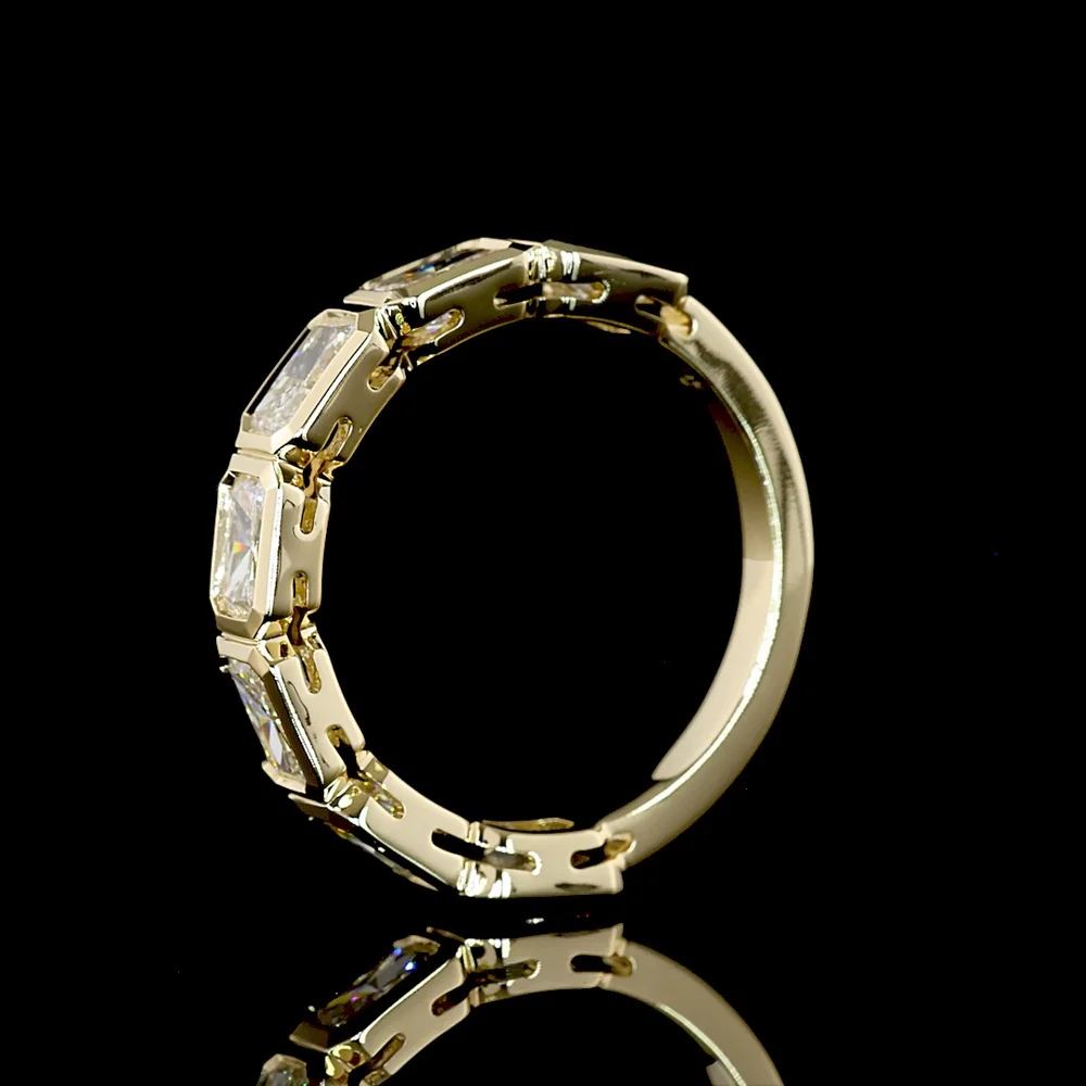 14K Yellow Gold 7-Stone Eternity Band with East-West Bezel Set Radiant Cut Natural Diamonds - 2.05 Carat Total Weight - Covaloro Fine Jewelry - Image 4