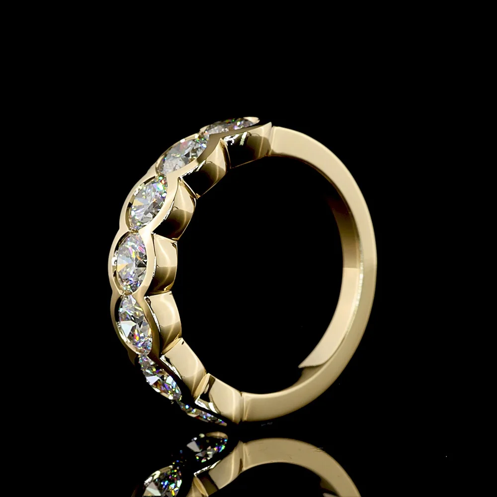 14K Yellow Gold 7-Stone Eternity Band with Half-Bezel Set Round Lab Diamonds - 2.08 Carats Total Diamond Weight - Covaloro Fine Jewelry - Image 4