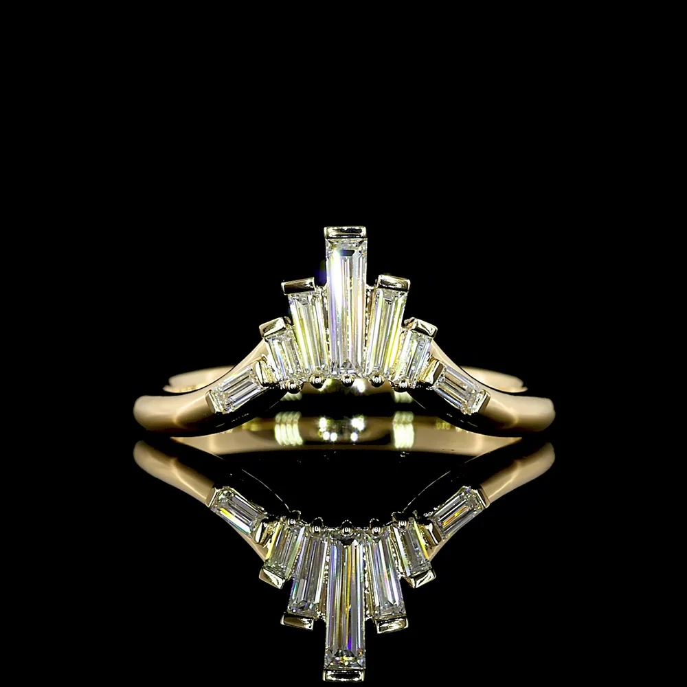 14K Yellow Gold 7-Stone Eternity Band with North-South Baguette Lab Diamonds - 0.35 Carat Total Weight, E-F Color VS Clarity - Covaloro Fine Jewelry