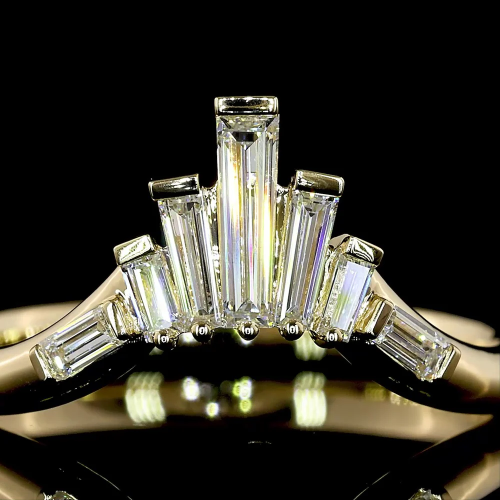 14K Yellow Gold 7-Stone Eternity Band with North-South Baguette Lab Diamonds - 0.35 Carat Total Weight, E-F Color VS Clarity - Covaloro Fine Jewelry - Image 2