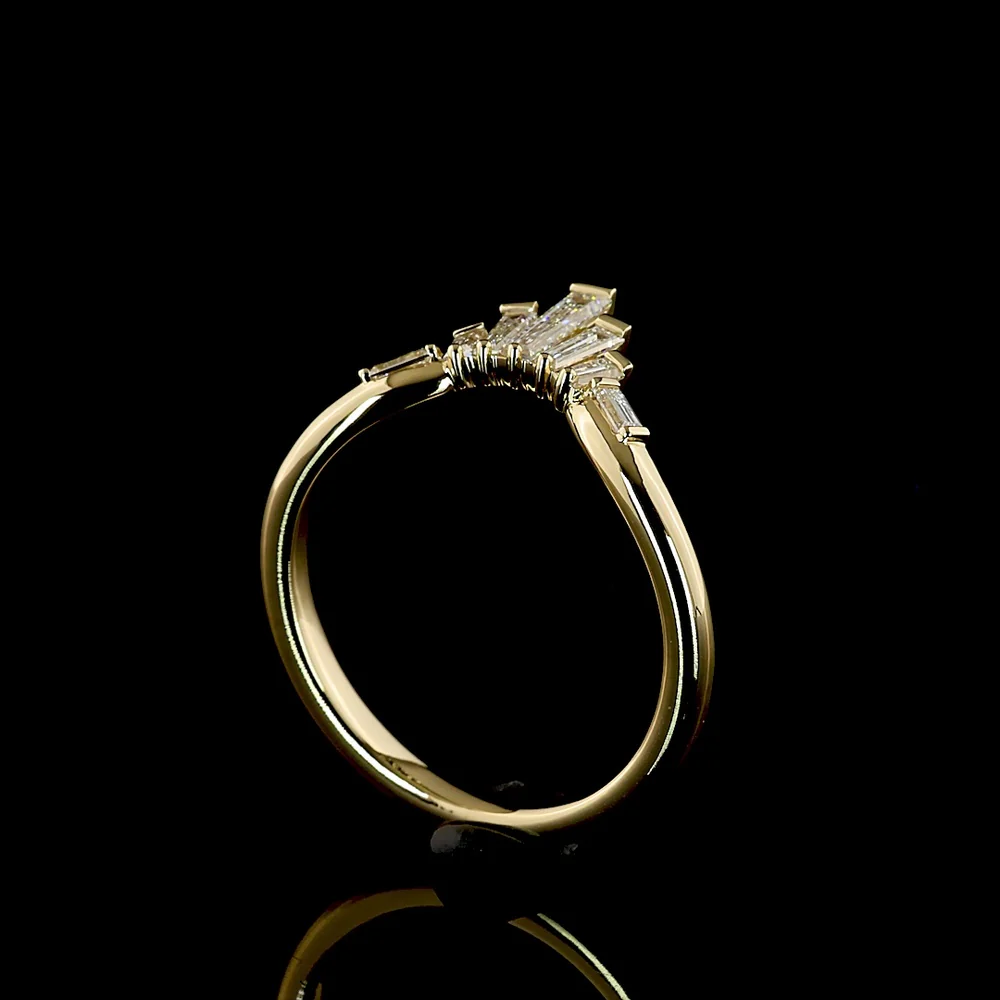 14K Yellow Gold 7-Stone Eternity Band with North-South Baguette Lab Diamonds - 0.35 Carat Total Weight, E-F Color VS Clarity - Covaloro Fine Jewelry - Image 3