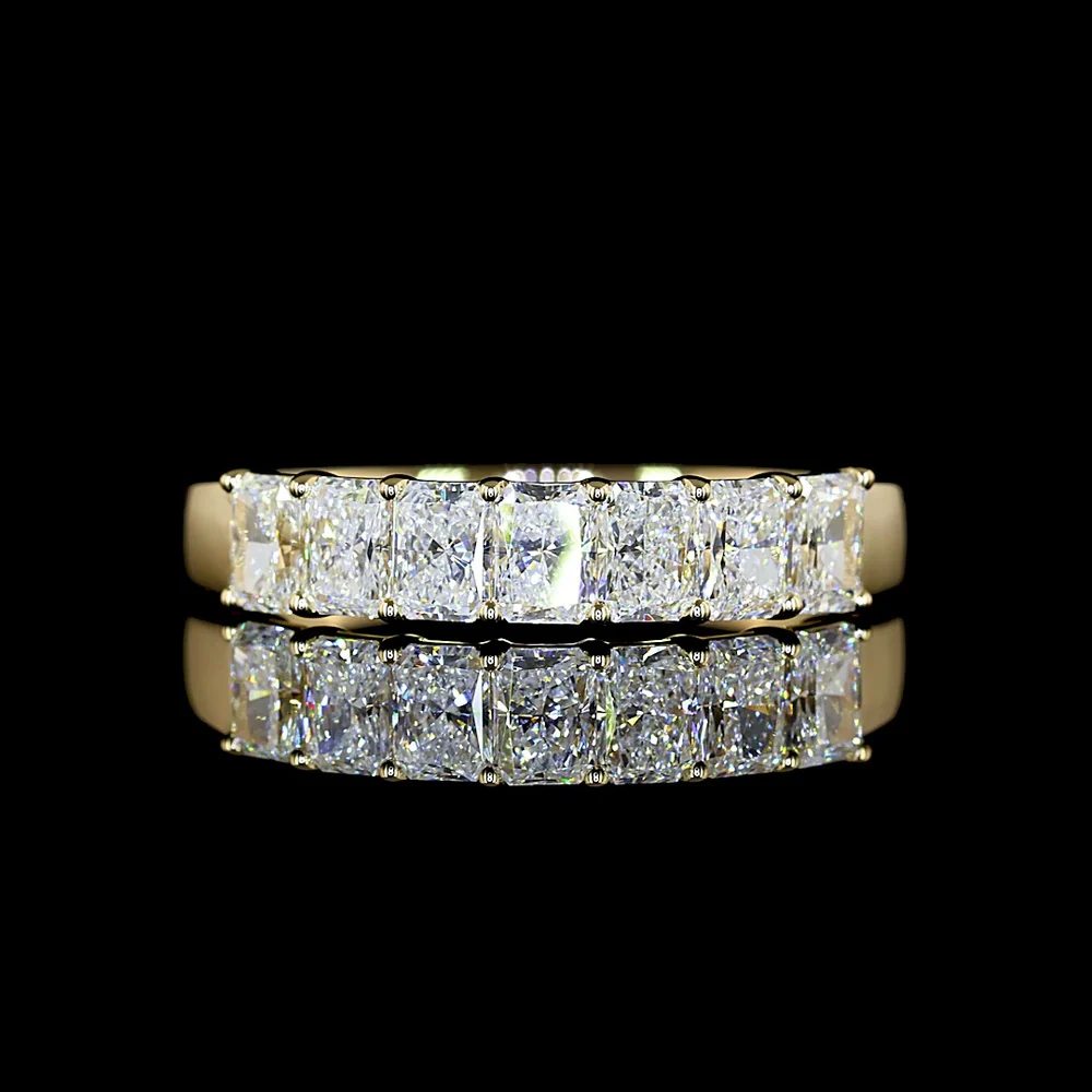 14K Yellow Gold 7-Stone Eternity Band with North-South Prong Set Radiant Cut Lab Diamonds - 1.01 Carats Total Diamond Weight - Covaloro Fine Jewelry