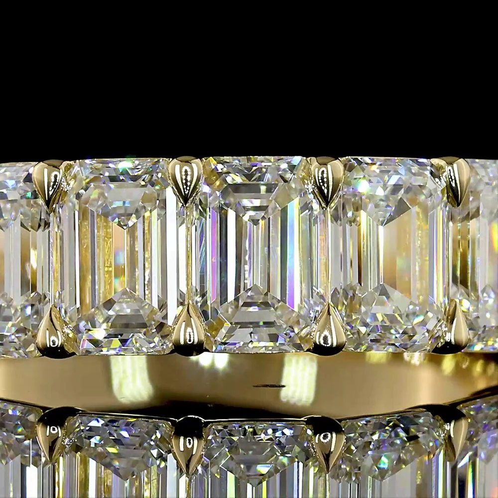 14K Yellow Gold 7-Stone Eternity Band with North-South Set Emerald Cut Lab Diamonds - 3.18 Carat Total Weight, E-F Color VS1 Clarity - Covaloro Fine Jewelry - Image 2