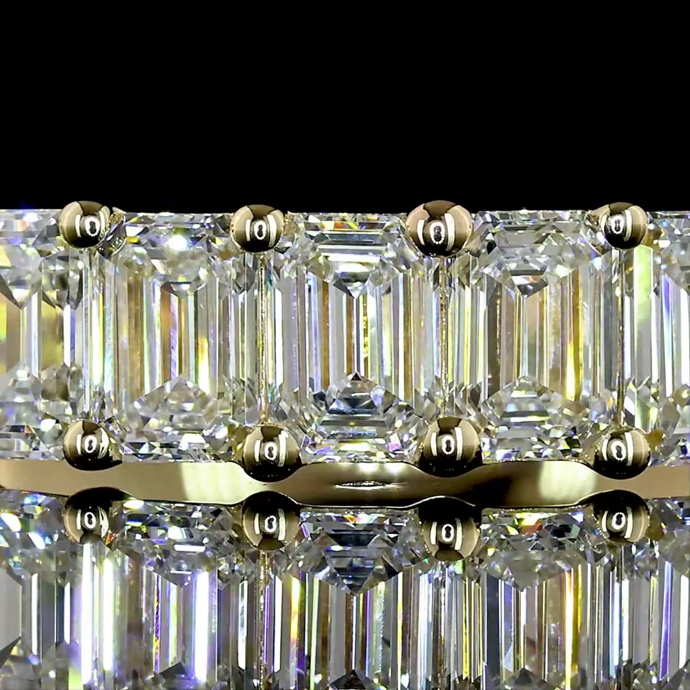14K Yellow Gold 7-Stone Eternity Band with Prong Set Emerald Cut Lab Diamonds - 1.07 Carat Total Diamond Weight - Covaloro Fine Jewelry - Image 2