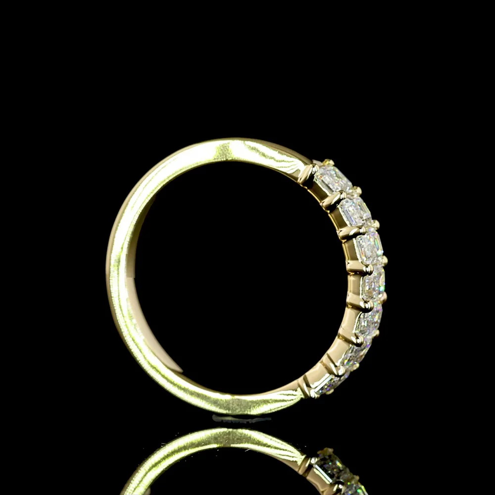 14K Yellow Gold 7-Stone Eternity Band with Prong Set Emerald Cut Lab Diamonds - 1.07 Carat Total Diamond Weight - Covaloro Fine Jewelry - Image 3