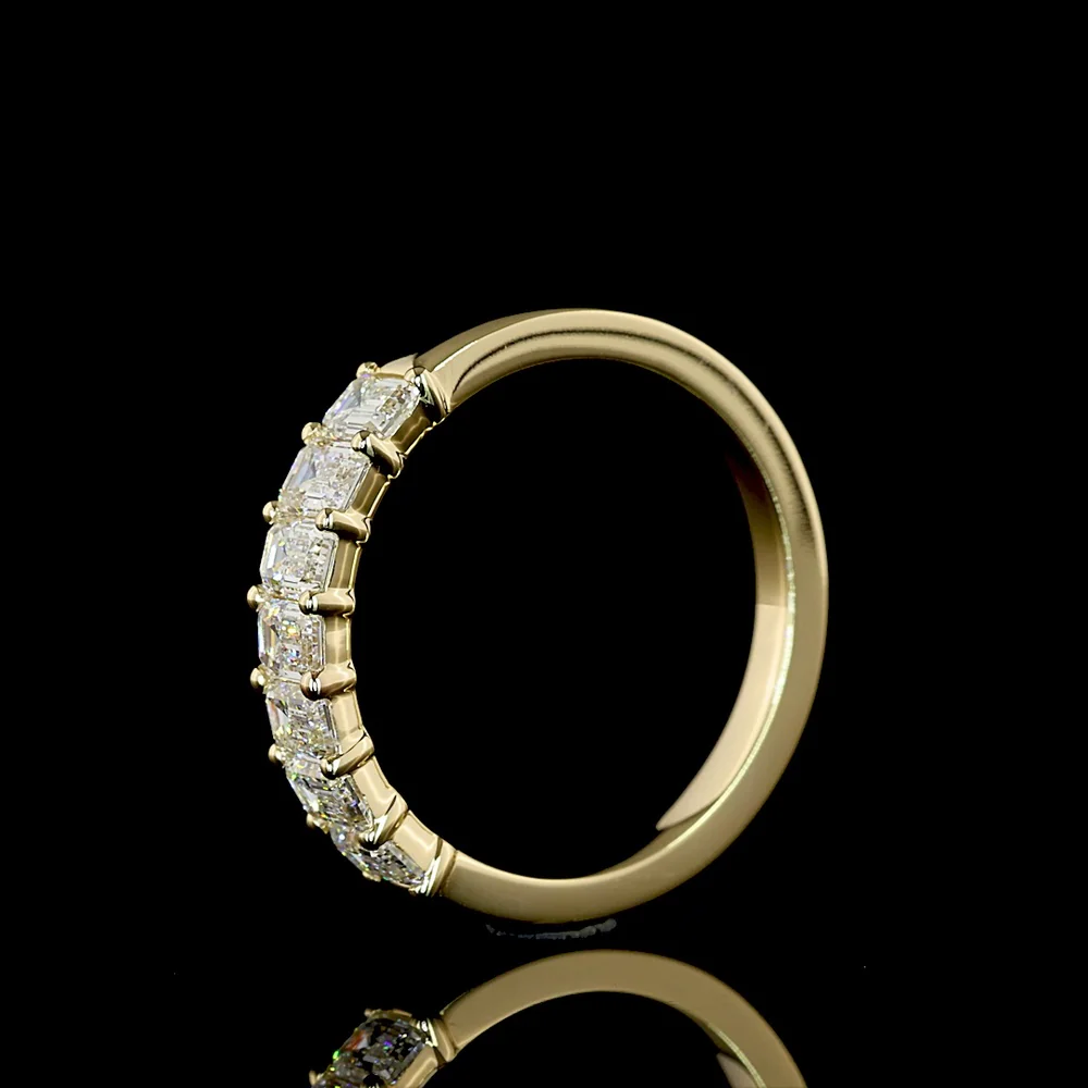 14K Yellow Gold 7-Stone Eternity Band with Prong Set Emerald Cut Lab Diamonds - 1.07 Carat Total Diamond Weight - Covaloro Fine Jewelry - Image 4