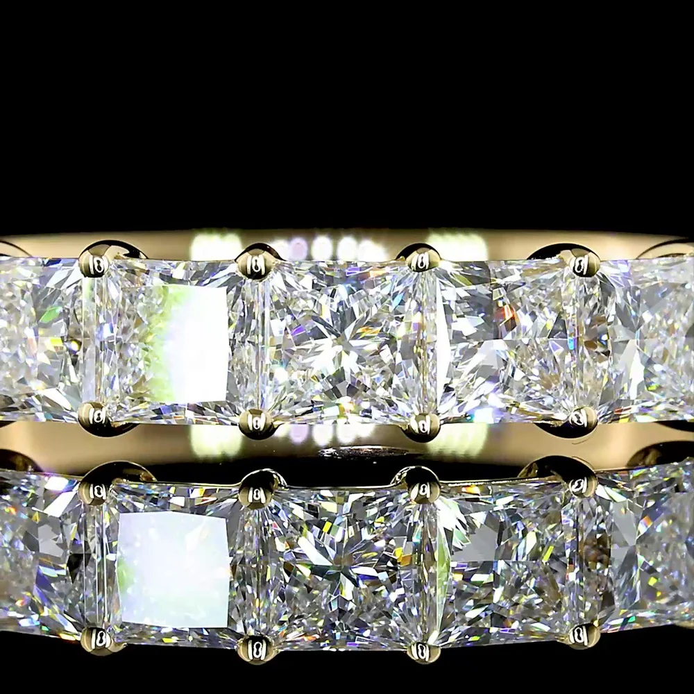 14K Yellow Gold 7-Stone Eternity Band with Prong Set Princess Cut Lab Diamonds - 1.13 Carats Total Diamond Weight - Covaloro Fine Jewelry - Image 2