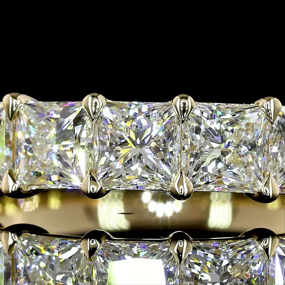 14K Yellow Gold 7-Stone Eternity Band with Prong Set Princess Cut Lab-Grown Diamonds - 2.14 Carat Total Diamond Weight - Covaloro Fine Jewelry - Image 2