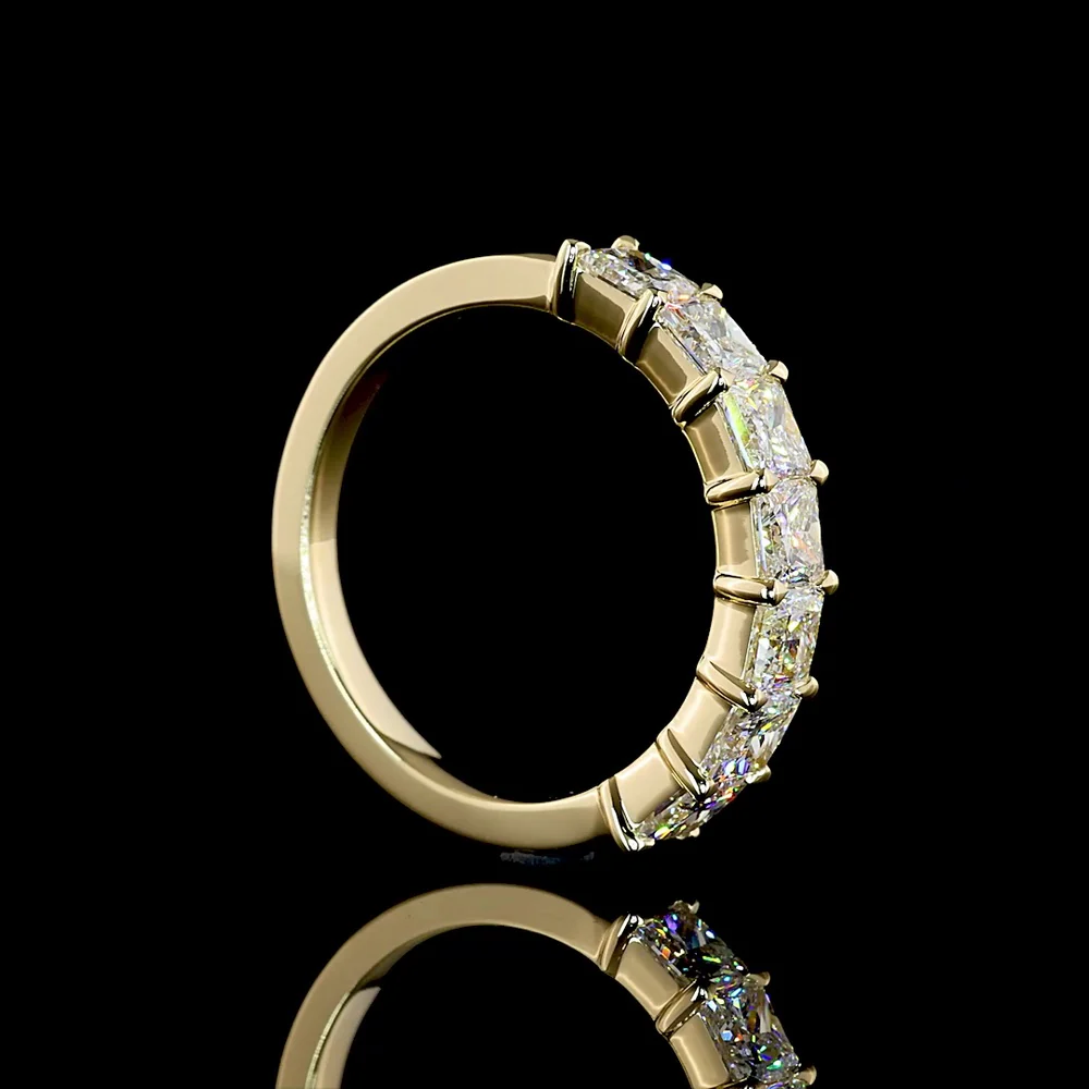 14K Yellow Gold 7-Stone Eternity Band with Prong Set Princess Cut Lab-Grown Diamonds - 2.14 Carat Total Diamond Weight - Covaloro Fine Jewelry - Image 3