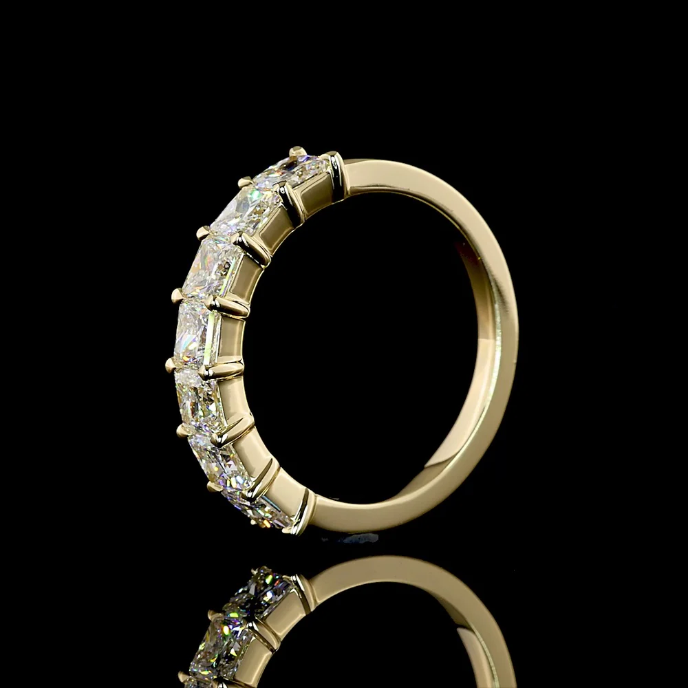 14K Yellow Gold 7-Stone Eternity Band with Prong Set Princess Cut Lab-Grown Diamonds - 2.14 Carat Total Diamond Weight - Covaloro Fine Jewelry - Image 4