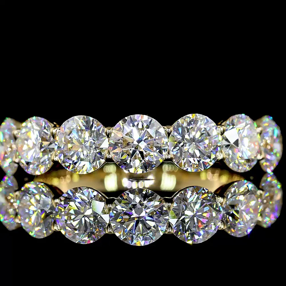 14K Yellow Gold 7-Stone Eternity Band with Round Brilliant Cut Lab Diamonds - 2.07 Carat Total Diamond Weight - Covaloro Fine Jewelry - Image 2