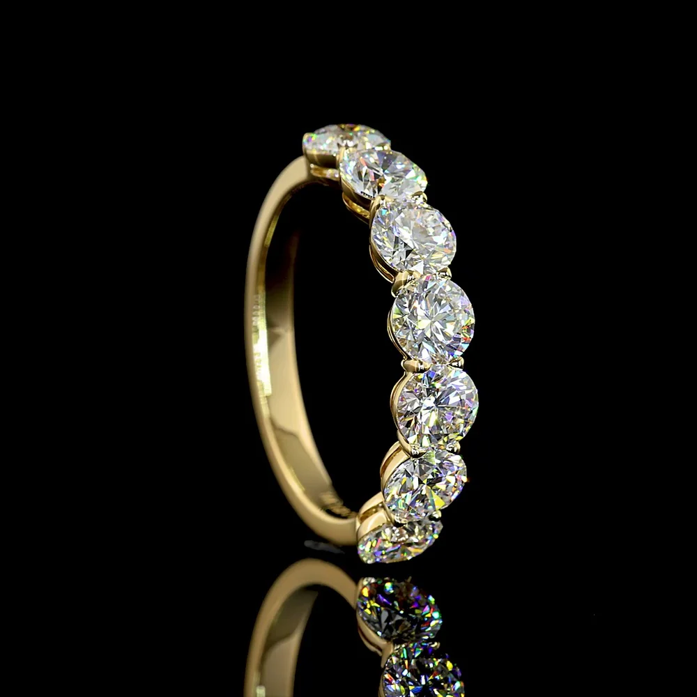 14K Yellow Gold 7-Stone Eternity Band with Round Brilliant Cut Lab Diamonds - 2.07 Carat Total Diamond Weight - Covaloro Fine Jewelry - Image 3