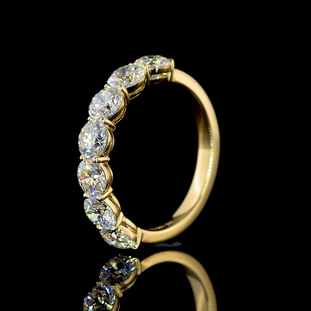 14K Yellow Gold 7-Stone Eternity Band with Round Brilliant Cut Lab Diamonds - 2.07 Carat Total Diamond Weight - Covaloro Fine Jewelry - Image 4