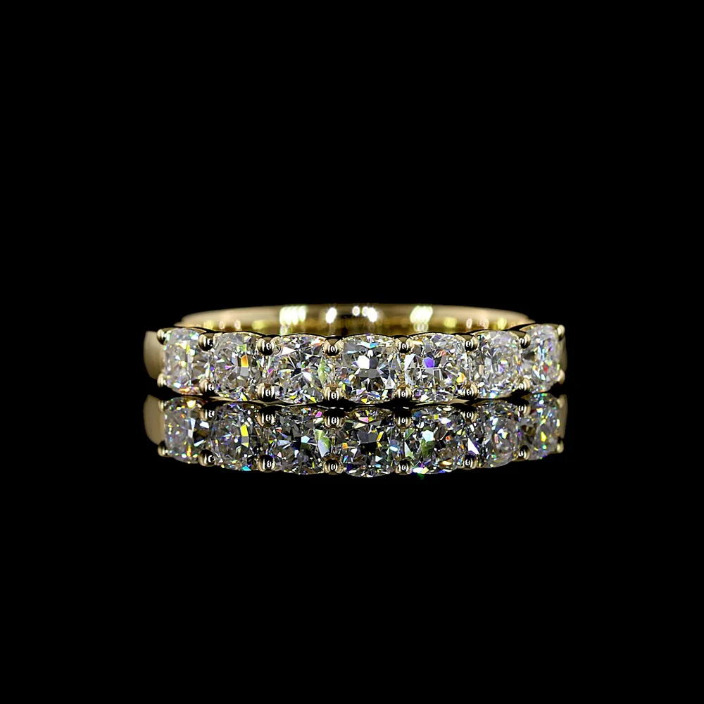 14K Yellow Gold 7 Stone Eternity Band with Square Cushion Brilliant Lab Diamonds - 1.00 Carat Total Weight - Covaloro Fine Jewelry