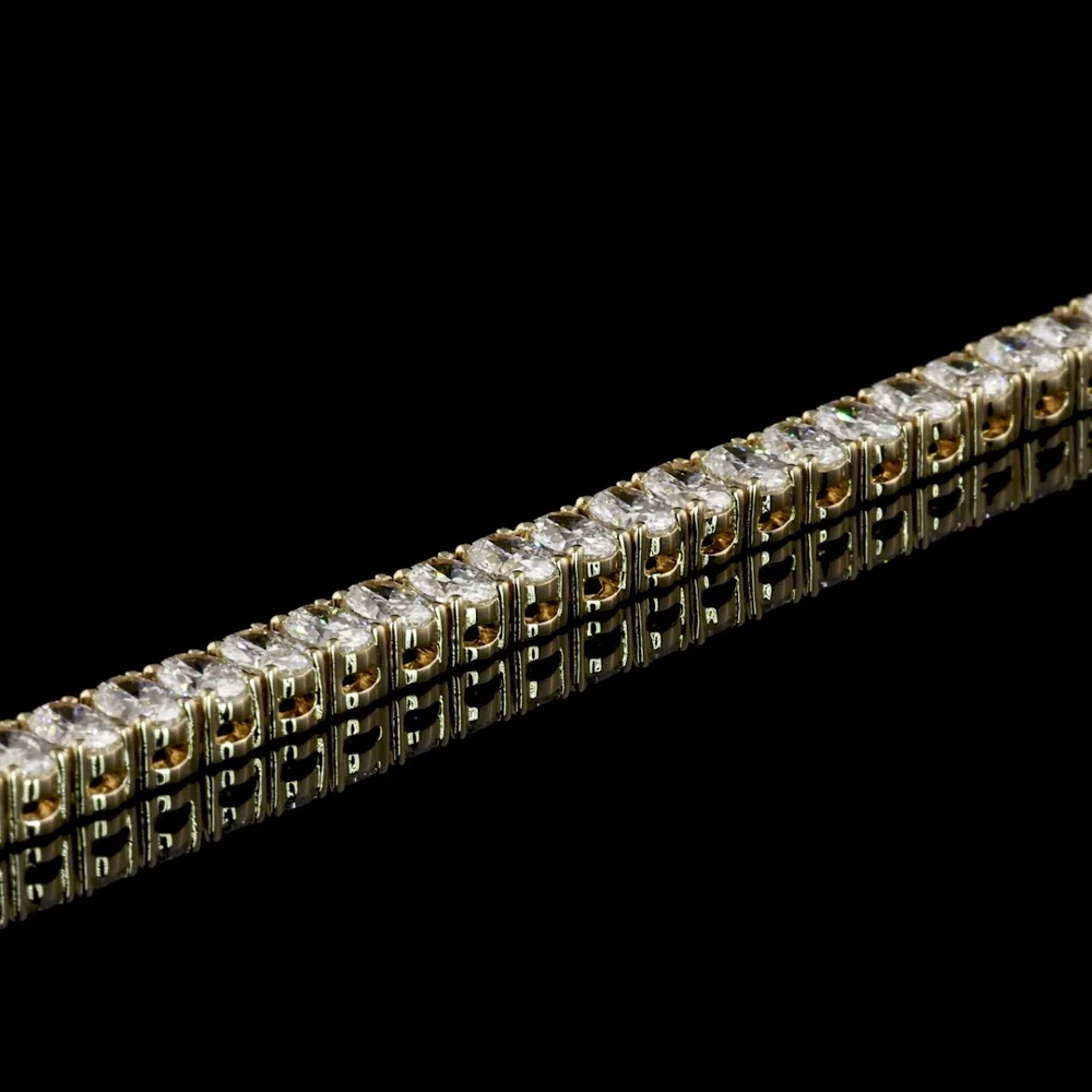 14K Yellow Gold 7" Tennis Bracelet with 72 Prong Set North-South Oval Cut Lab Diamonds - 4.96 Carat Total Weight, E-F Color, VS1 Clarity - Covaloro Fine Jewelry - Image 2