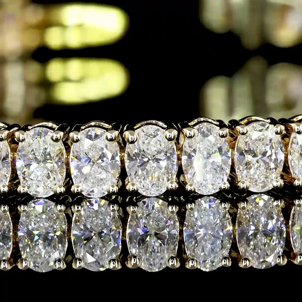 14K Yellow Gold 7" Tennis Bracelet with 72 Prong Set North-South Oval Cut Lab Diamonds - 4.96 Carat Total Weight, E-F Color, VS1 Clarity - Covaloro Fine Jewelry - Image 3