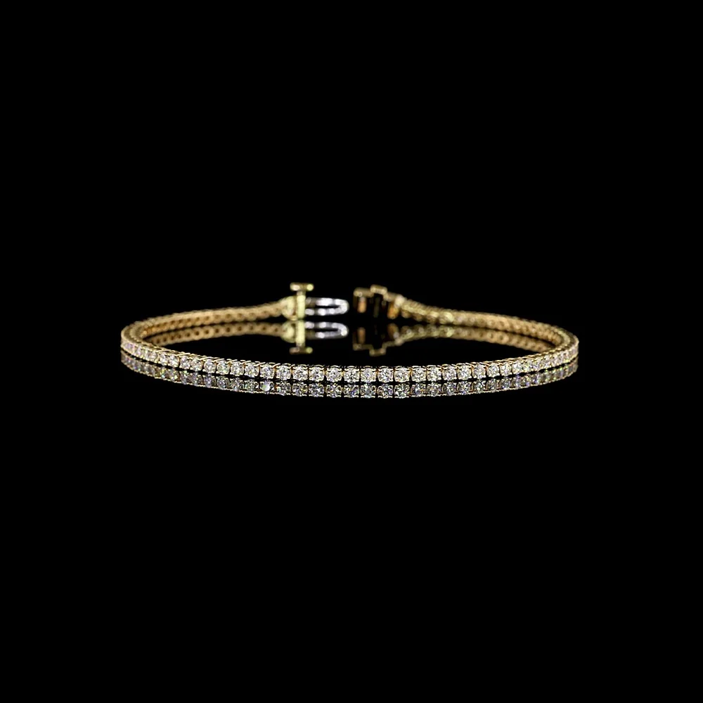 14K Yellow Gold 7" Tennis Bracelet with 88 Prong Set Round Lab Grown Diamonds - 2.02 Carats Total Diamond Weight - Covaloro Fine Jewelry
