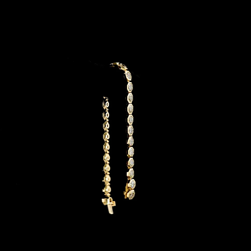 14K Yellow Gold 7" Tennis Bracelet with Bezel-Set Octagon Cut Lab Diamonds - 14.18 Total Carat Weight - Covaloro Fine Jewelry - Image 3