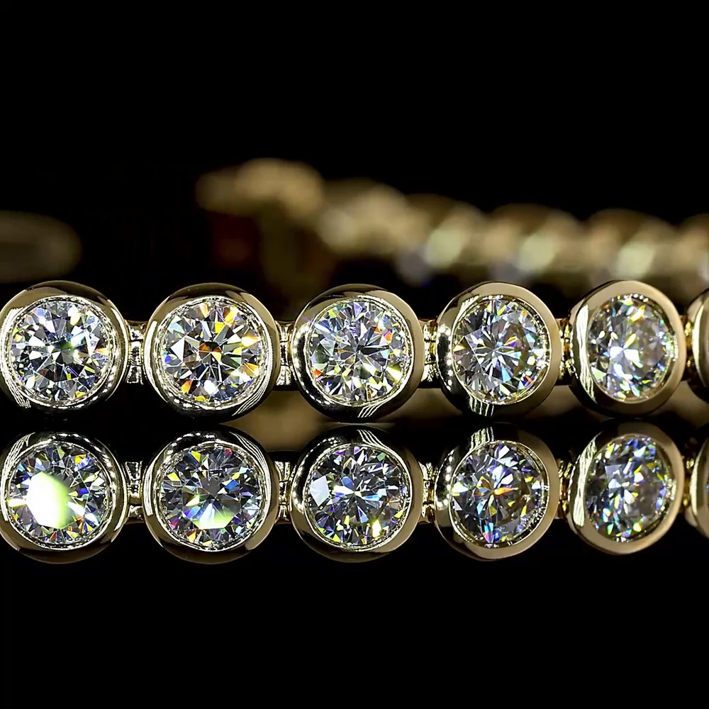 14K Yellow Gold 7" Tennis Bracelet with Bezel Set Round Lab Diamonds - 4.89 Carat Total Weight - Covaloro Fine Jewelry - Image 2