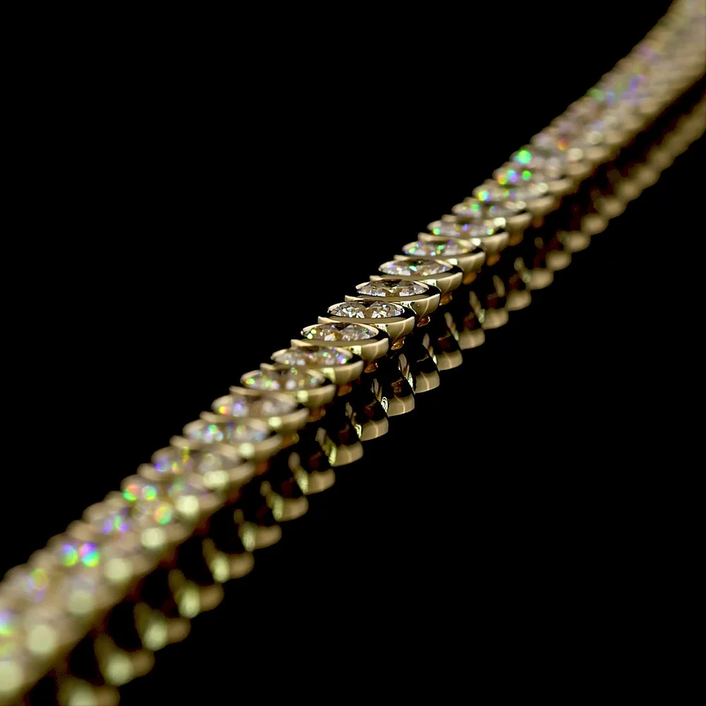 14K Yellow Gold 7" Tennis Bracelet with Bezel Set Round Lab Diamonds - 4.89 Carat Total Weight - Covaloro Fine Jewelry - Image 3