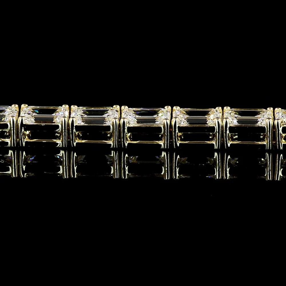 14K Yellow Gold 7" Tennis Bracelet with East-West Set Emerald Cut Lab Diamonds - 13.96 Carat Total Diamond Weight (E-F Color, VVS2 Clarity) - Covaloro Fine Jewelry - Image 2