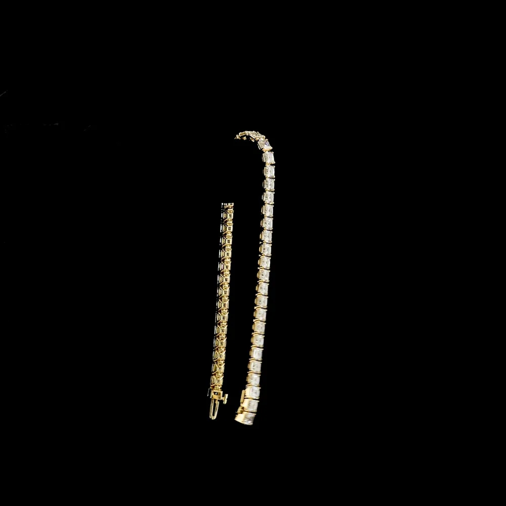 14K Yellow Gold 7" Tennis Bracelet with Prong Set Asscher Cut Lab Diamonds - 25.02 Total Carat Weight, E-F Color VS1 Clarity - Covaloro Fine Jewelry - Image 3