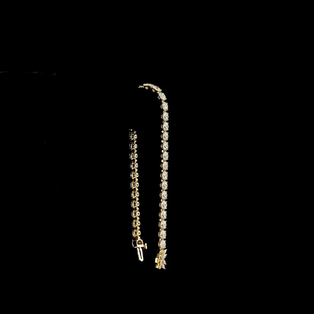 14K Yellow Gold 7" Tennis Bracelet with Round and Marquise Cut Lab Diamonds - 10.82 Carat Total Weight - Covaloro Fine Jewelry - Image 3