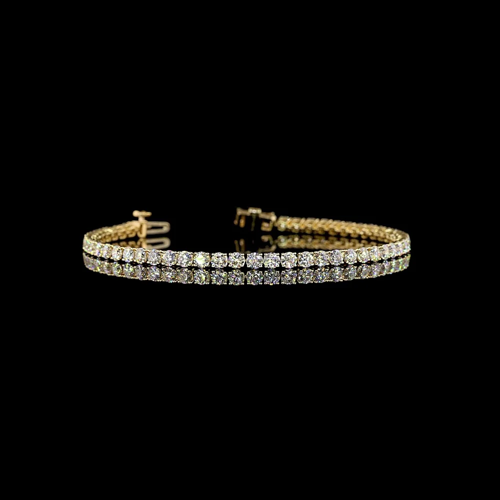 14K Yellow Gold 7" Tennis Bracelet with Round and Marquise Cut Lab Diamonds - 4.79 Carat Total Weight, E-F Color VS Clarity - Covaloro Fine Jewelry