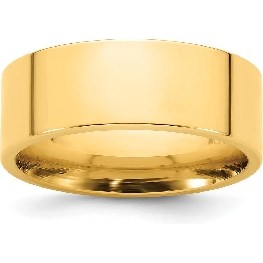 14K Yellow Gold 8mm Flat Comfort Fit Wedding Band - Size 7 by Luciano & Cie
