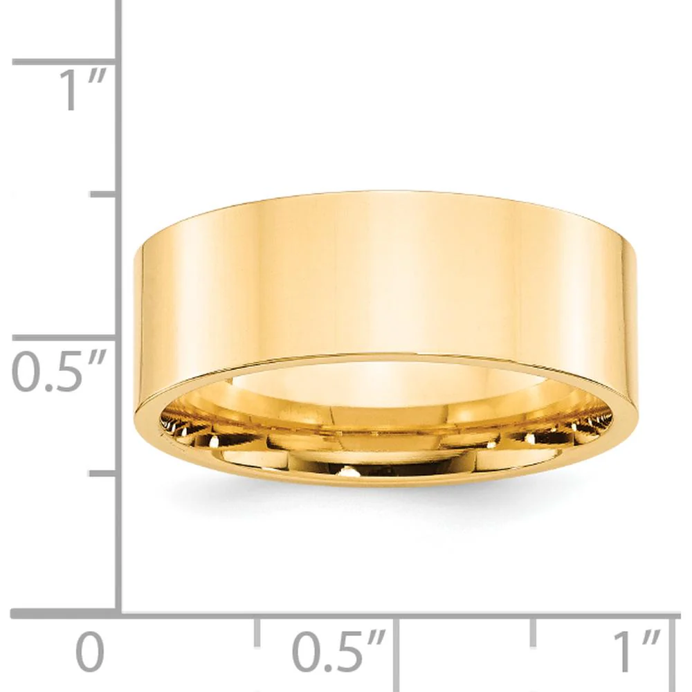14K Yellow Gold 8mm Flat Comfort Fit Wedding Band - Size 7 by Luciano & Cie - Image 3
