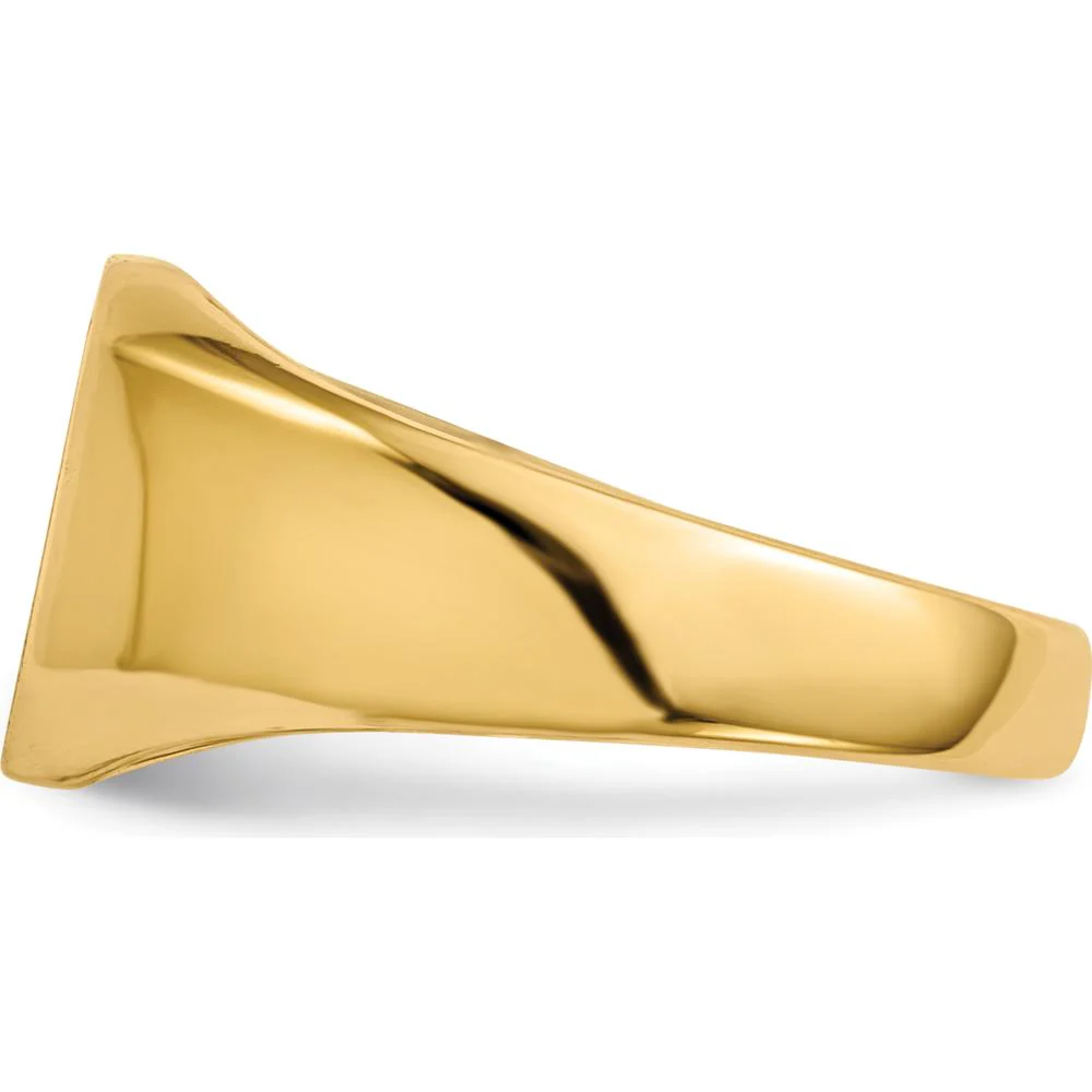 14K Yellow Gold 9.5mm Brushed and Polished Engravable Signet Ring - Size 6 by Oro Pregiato - Image 3